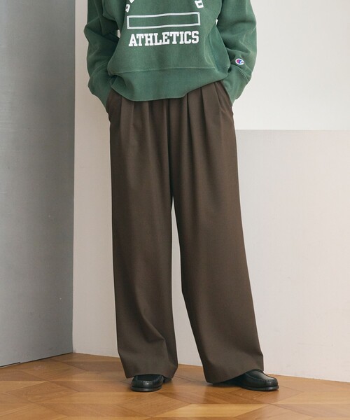 BEAUTY&YOUTH UNITED ARROWS(ビューティーアンドユースユナイテッドアローズ)の「裏起毛ジョーゼット ワイドパンツ ウォッシャブル 防シワ(その他パンツ・レディース・ナチュラル/ダークブラウン/ブラック・XS/M/S)」の4枚目の写真