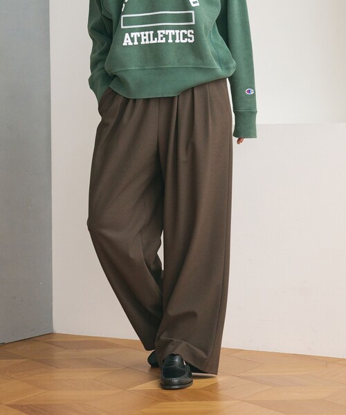 BEAUTY&YOUTH UNITED ARROWS(ビューティーアンドユースユナイテッドアローズ)の「裏起毛ジョーゼット ワイドパンツ ウォッシャブル 防シワ(その他パンツ・レディース・ナチュラル/ダークブラウン/ブラック・XS/M/S)」の5枚目の写真
