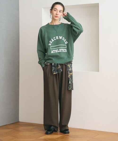 BEAUTY&YOUTH UNITED ARROWS(ビューティーアンドユースユナイテッドアローズ)の「裏起毛ジョーゼット ワイドパンツ ウォッシャブル 防シワ(その他パンツ・レディース・ナチュラル/ダークブラウン/ブラック・XS/M/S)」の6枚目の写真