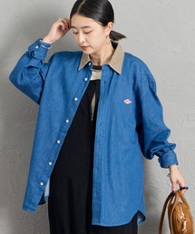 Bshop購入：DANTON デニムブルー丸襟シャツ　ブラウス DANTON｜ダントンのシャツ/ブラウス（ブルー・ネイビー/青色系）通販