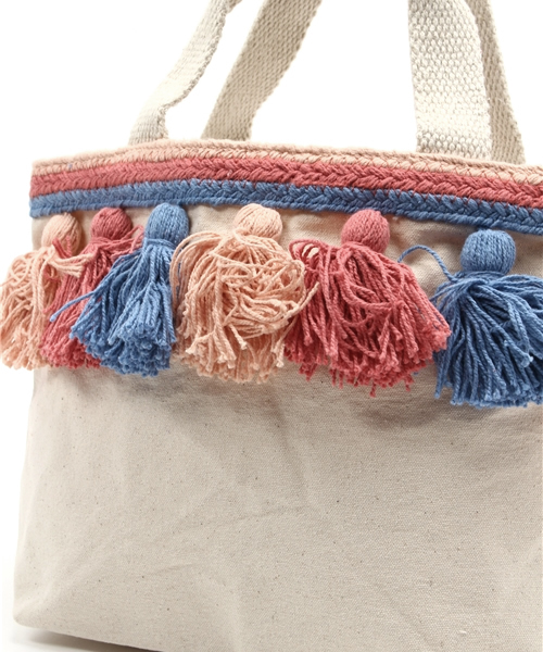 Lilas Campbell（リラキャンベル）の「＿Lilas Campbell　canvas morocco bag（ハンドバッグ・レディース・グリーン/ピンク・FREE）」の6枚目の写真