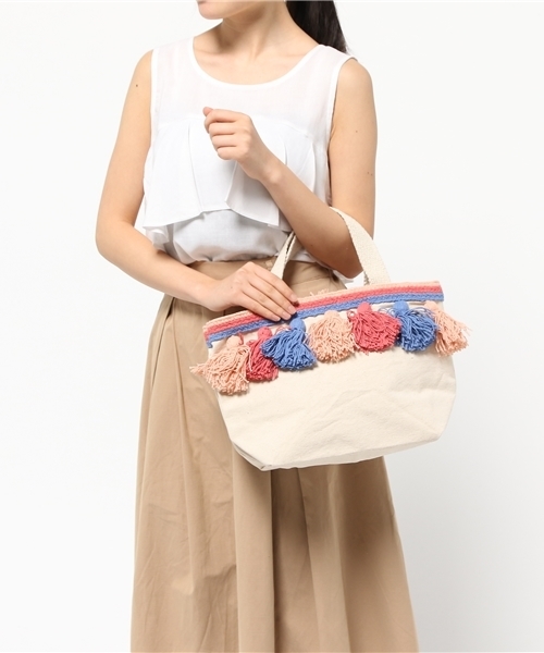 Lilas Campbell（リラキャンベル）の「＿Lilas Campbell　canvas morocco bag（ハンドバッグ・レディース・グリーン/ピンク・FREE）」の11枚目の写真