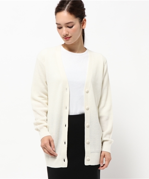 BLUE LABEL CRESTBRIDGE（ブルーレーベルクレストブリッジ）の「ウールアクリルタック　カーディガン（カーディガン/ボレロ・レディース・ブラック/オフホワイト/チャコールグレー・38）」の2枚目の写真