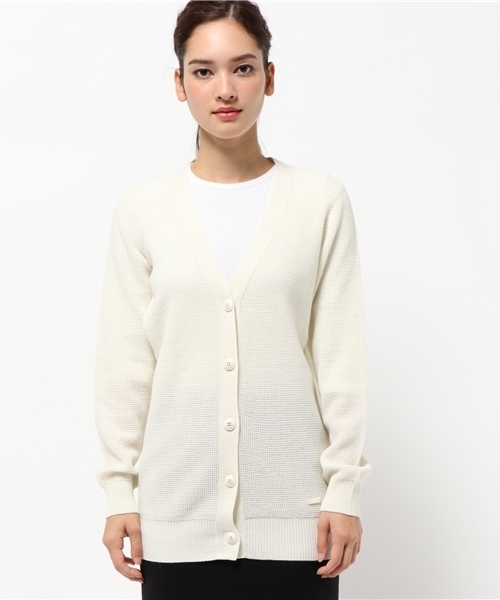 BLUE LABEL CRESTBRIDGE（ブルーレーベルクレストブリッジ）の「ウールアクリルタック　カーディガン（カーディガン/ボレロ・レディース・ブラック/オフホワイト/チャコールグレー・38）」の4枚目の写真