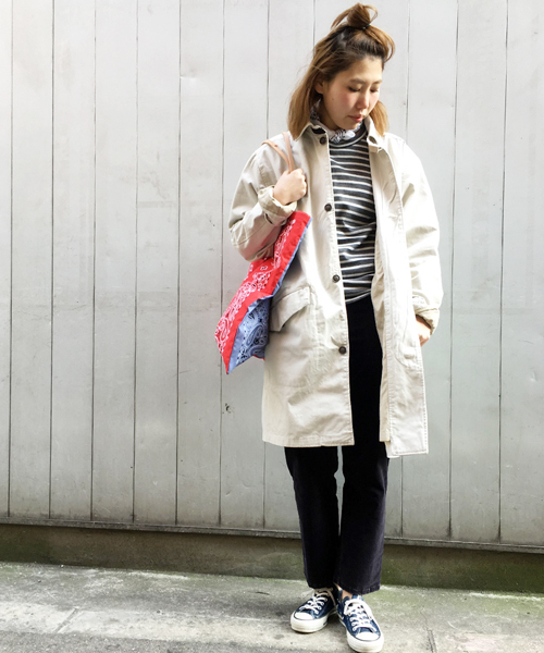 GREEN BOWL（グリーンボウル）の「GREEN BOWL Chino Coat/グリーンボウルチノコート（ステンカラーコート・メンズ・ベージュ/サンドベージュ/インディゴブルー/ネイビー/カーキ・38/40）」の16枚目の写真