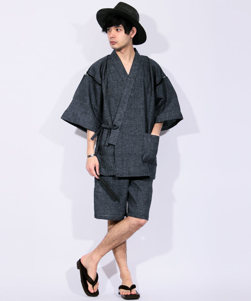 ８(eight)（エイト）の「甚平 上下セット コットン 麻 涼しい（浴衣・メンズ・D/E/F/B/G/I/C/A/H/L/K/J/O/M/N・X-LARGE/MEDIUM/LARGE）」の7枚目の写真