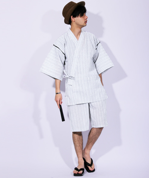 ８(eight)（エイト）の「甚平 上下セット コットン 麻 涼しい（浴衣・メンズ・D/E/F/B/G/I/C/A/H/L/K/J/O/M/N・X-LARGE/MEDIUM/LARGE）」の8枚目の写真