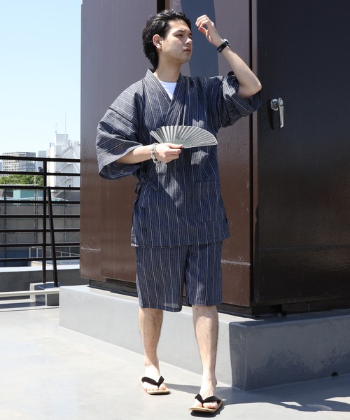 ８(eight)（エイト）の「甚平 上下セット コットン 麻 涼しい（浴衣・メンズ・D/E/F/B/G/I/C/A/H/L/K/J/O/M/N・X-LARGE/MEDIUM/LARGE）」の10枚目の写真