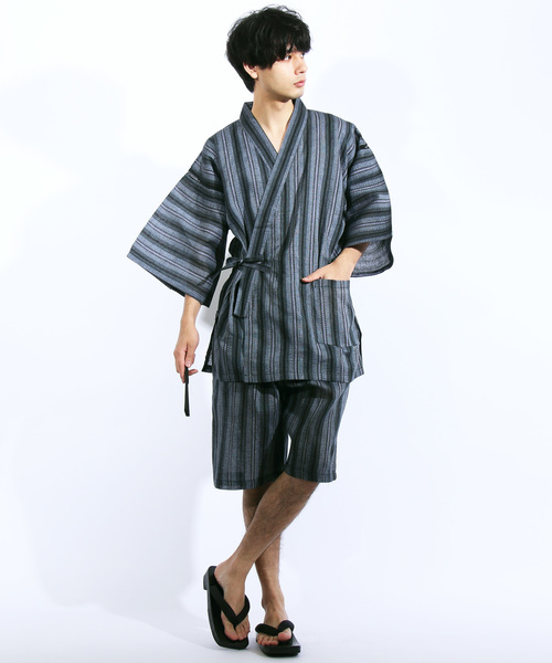 ８(eight)（エイト）の「甚平 上下セット コットン 麻 涼しい（浴衣・メンズ・D/E/F/B/G/I/C/A/H/L/K/J/O/M/N・X-LARGE/MEDIUM/LARGE）」の15枚目の写真