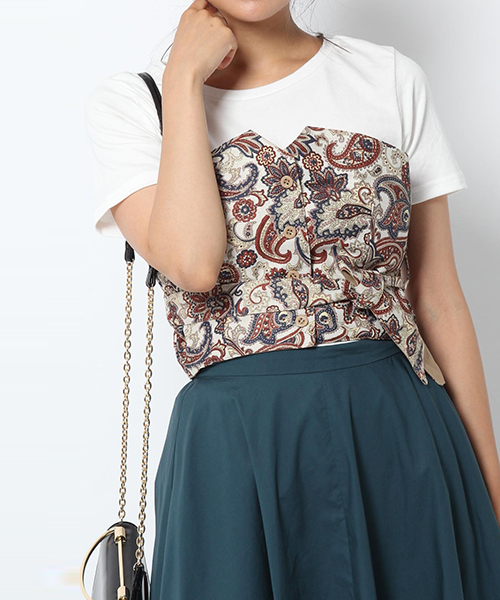 laboratory work(ラボラトリーワーク)の「リバーシブルビスチェ付Tシャツ(Tシャツ/カットソー・レディース・その他14/ベージュ系その他・MEDIUM)」の1枚目の写真