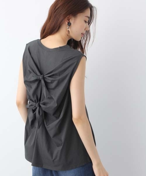 LEPSIM（レプシィム）の「バックリボンノースリーブ　763682（Tシャツ/カットソー・レディース・オリーブ/オフホワイト/チャコールグレー・FREE）」の2枚目の写真