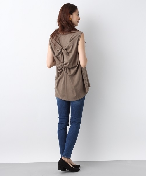 LEPSIM（レプシィム）の「バックリボンノースリーブ　763682（Tシャツ/カットソー・レディース・オリーブ/オフホワイト/チャコールグレー・FREE）」の11枚目の写真