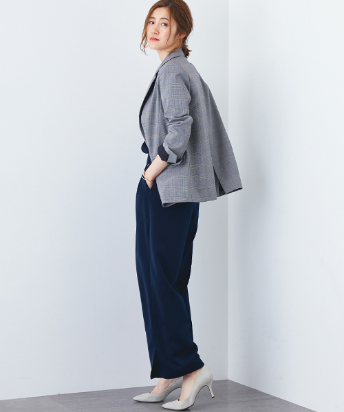 STUDIOUS（ステュディオス）の「サッシュベルト付きダブルジャケット（テーラードジャケット・レディース・ブラック/マルチ・1/0）」の5枚目の写真