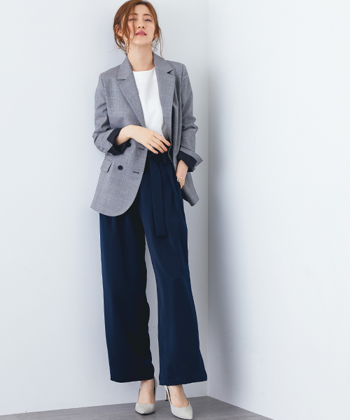 STUDIOUS（ステュディオス）の「サッシュベルト付きダブルジャケット（テーラードジャケット・レディース・ブラック/マルチ・1/0）」の6枚目の写真