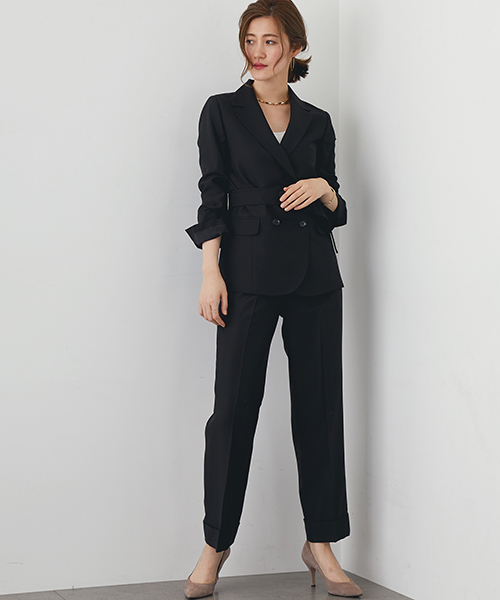 STUDIOUS（ステュディオス）の「サッシュベルト付きダブルジャケット（テーラードジャケット・レディース・ブラック/マルチ・1/0）」の7枚目の写真