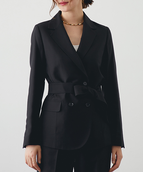 STUDIOUS（ステュディオス）の「サッシュベルト付きダブルジャケット（テーラードジャケット・レディース・ブラック/マルチ・1/0）」の15枚目の写真