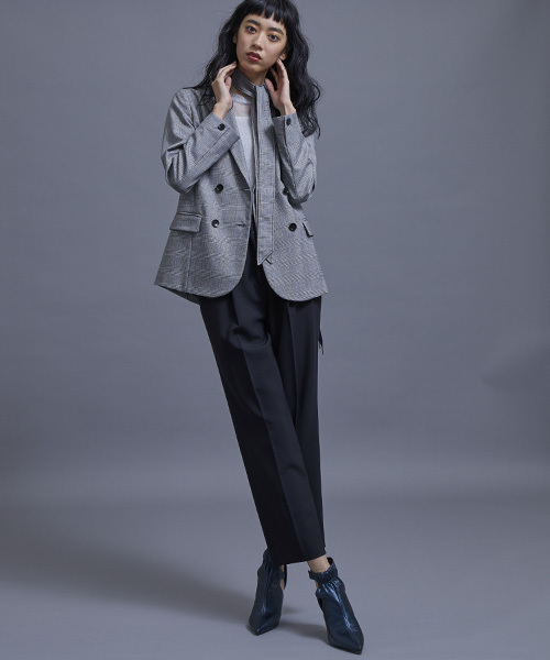ステュディオス サッシュベルト付ジャケット グレンチェック ダブルジャケット ステュディオス サッシュベルト付ジャケット グレンチェック ダブル