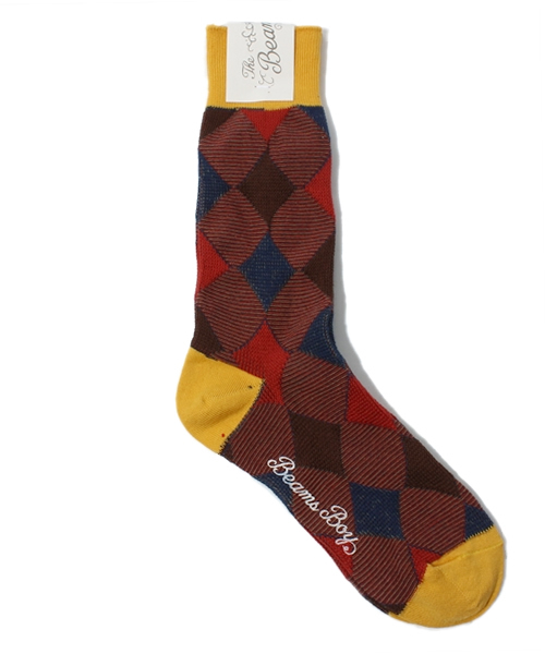 BEAMS BOY(ビームスボーイ)の「BEAMS BOY / ジャカード アーガイルソックス(ソックス/靴下・レディース・レッド/イエロー/ネイビー・ONE SIZE)」の1枚目の写真