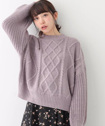 earth music&ecology | ・ボリュームスリーブケーブルニットプルオーバー(ニット/セーター)