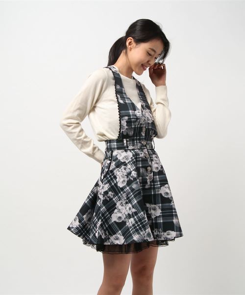 【♥美品♥】INGEBORG チェック柄　ジャンパースカート　ストラップドレス axes femme ジャンパースカート センタージップチェック
