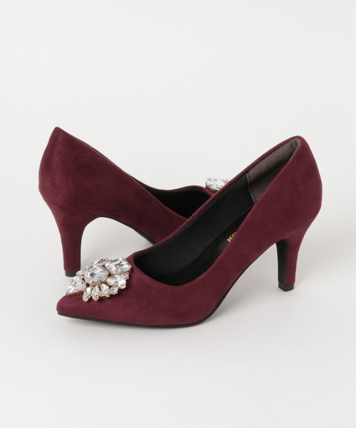 KOBE LETTUCE（コウベレタス）の「8cmヒール！ビジューポインテッドトゥパンプス（パンプス・レディース・ベージュ系その他/ワイン/ブラック/グリーン系その他/ピンク系その他・L/LL/S/M）」の8枚目の写真