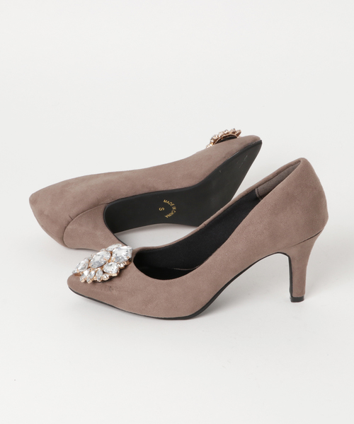 KOBE LETTUCE（コウベレタス）の「8cmヒール！ビジューポインテッドトゥパンプス（パンプス・レディース・ベージュ系その他/ワイン/ブラック/グリーン系その他/ピンク系その他・L/LL/S/M）」の6枚目の写真