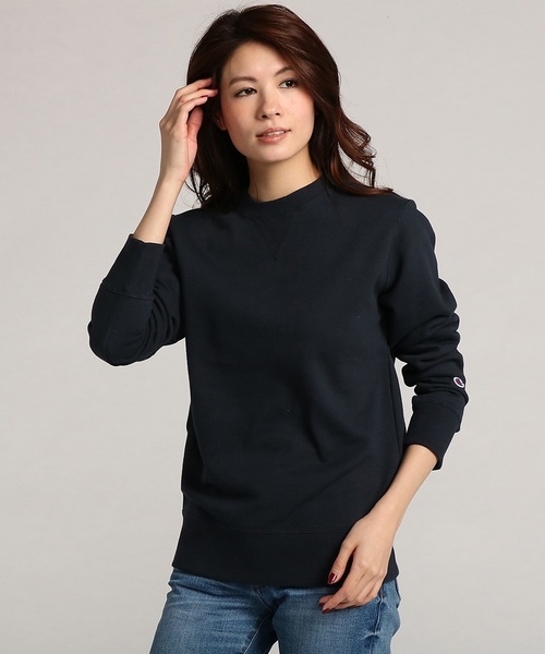 Champion（チャンピオン）の「【Champion】無地クルーネックスウェットトレーナー（スウェット・レディース・ライトグリーン/サックスブルー/キナリ/ネイビー/グレー/パープル/グリーン/ライトピンク/ライラック・MEDIUM/LARGE/SMALL）」の6枚目の写真