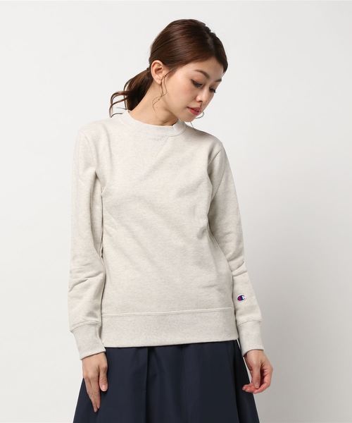 Champion（チャンピオン）の「【Champion】無地クルーネックスウェットトレーナー（スウェット・レディース・ライトグリーン/サックスブルー/キナリ/ネイビー/グレー/パープル/グリーン/ライトピンク/ライラック・MEDIUM/LARGE/SMALL）」の14枚目の写真