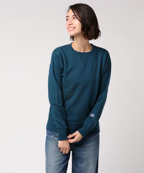 Champion（チャンピオン）の「【Champion】無地クルーネックスウェットトレーナー（スウェット・レディース・ライトグリーン/サックスブルー/キナリ/ネイビー/グレー/パープル/グリーン/ライトピンク/ライラック・MEDIUM/LARGE/SMALL）」の15枚目の写真