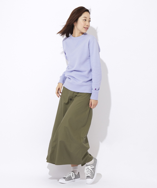 Champion（チャンピオン）の「【Champion】無地クルーネックスウェットトレーナー（スウェット・レディース・ライトグリーン/サックスブルー/キナリ/ネイビー/グレー/パープル/グリーン/ライトピンク/ライラック・MEDIUM/LARGE/SMALL）」の19枚目の写真