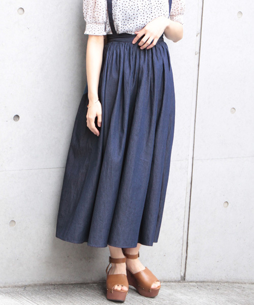 LOWRYS FARM（ローリーズファーム）の「サスツキギャザーマキシスカート　797459（スカート・レディース・ベージュ/ネイビー/レッド/ブルー/ブラック・FREE）」の5枚目の写真