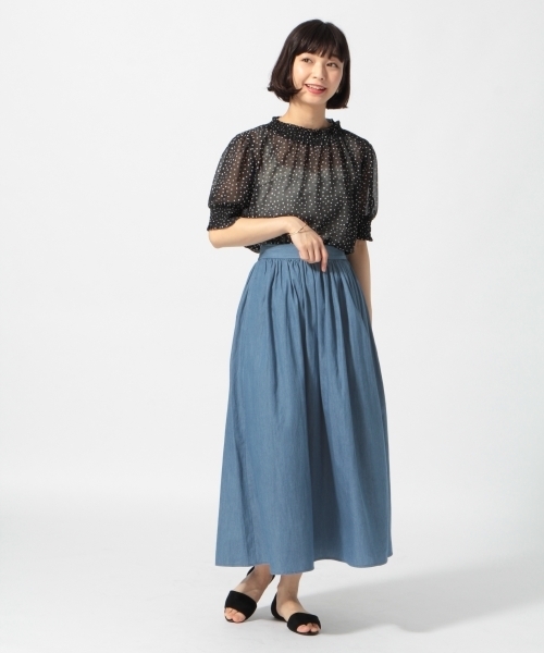 LOWRYS FARM（ローリーズファーム）の「サスツキギャザーマキシスカート　797459（スカート・レディース・ベージュ/ネイビー/レッド/ブルー/ブラック・FREE）」の6枚目の写真