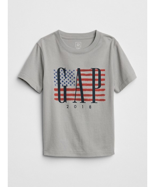 GAP（ギャップ）の「Gap ロゴフラッグ グラフィックTシャツ（Tシャツ/カットソー・キッズ・ホワイト/ネイビー/グレー・80ｃｍ/90cm/95cm/110cm/105cm/100cm）」の2枚目の写真