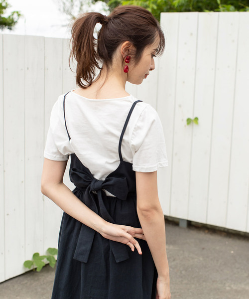 Cookie Chocolate（クッキーチョコレート）の「Tシャツ×バックリボンワンピース（ワンピース・レディース・ブラック/イエロー・FREE）」の3枚目の写真