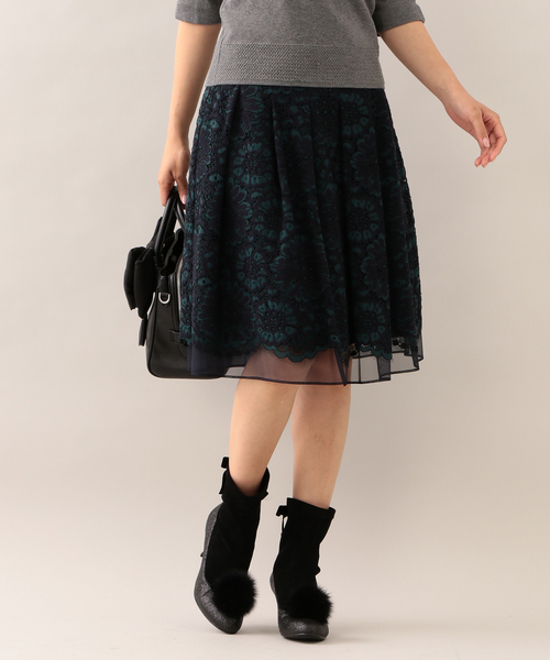 TO BE CHIC(トゥー ビー シック)の「ラッセルレーススカート(スカート)」|グリーン