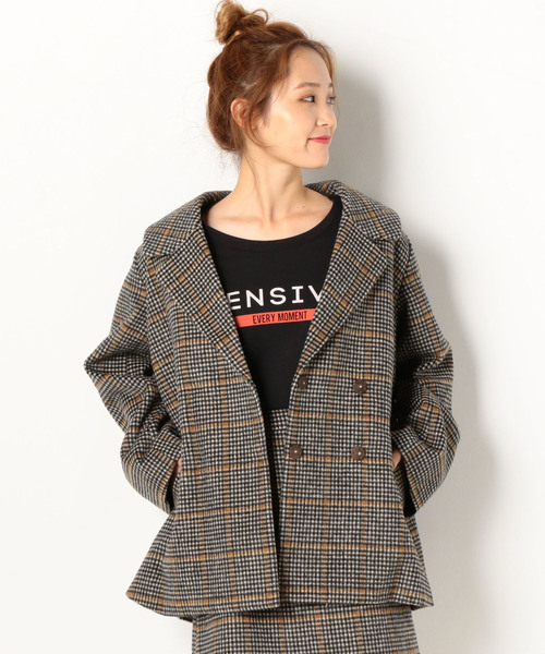 archives（アルシーヴ）の「【SETUPにも】Aラインチェックコート（ピーコート・レディース・ベージュ/オフホワイト・MEDIUM）」の2枚目の写真