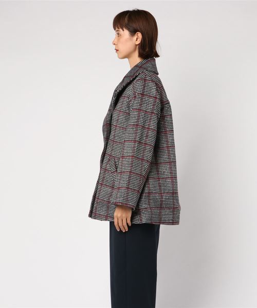 archives（アルシーヴ）の「【SETUPにも】Aラインチェックコート（ピーコート・レディース・ベージュ/オフホワイト・MEDIUM）」の3枚目の写真