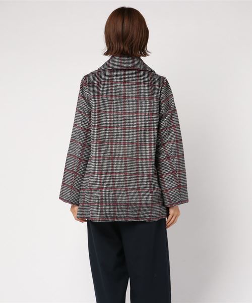 archives（アルシーヴ）の「【SETUPにも】Aラインチェックコート（ピーコート・レディース・ベージュ/オフホワイト・MEDIUM）」の4枚目の写真