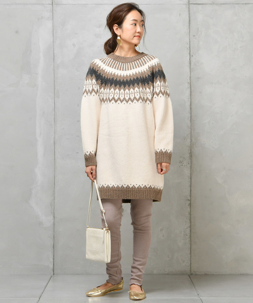 DouDou（ドゥドゥ）の「ノルディック柄プルオーバー（ニット/セーター・レディース・グレー/オフホワイト・FREE）」の3枚目の写真