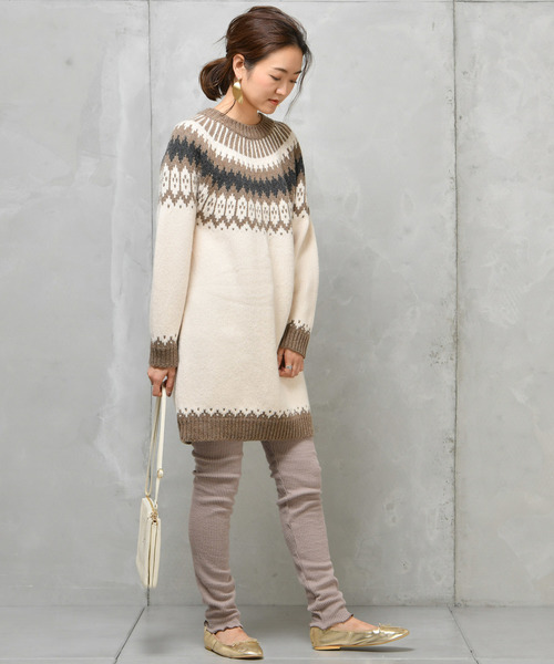 DouDou（ドゥドゥ）の「ノルディック柄プルオーバー（ニット/セーター・レディース・グレー/オフホワイト・FREE）」の4枚目の写真