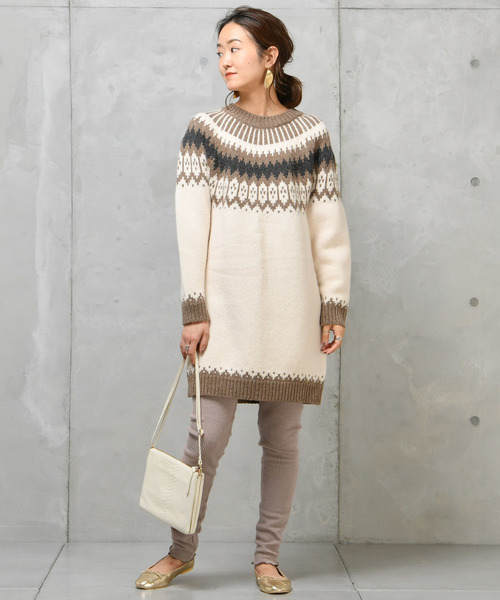 DouDou（ドゥドゥ）の「ノルディック柄プルオーバー（ニット/セーター・レディース・グレー/オフホワイト・FREE）」の5枚目の写真