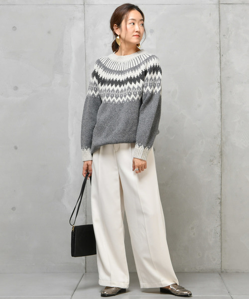 DouDou（ドゥドゥ）の「ノルディック柄プルオーバー（ニット/セーター・レディース・グレー/オフホワイト・FREE）」の15枚目の写真