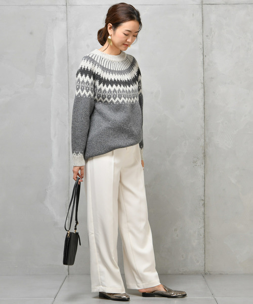 DouDou（ドゥドゥ）の「ノルディック柄プルオーバー（ニット/セーター・レディース・グレー/オフホワイト・FREE）」の16枚目の写真