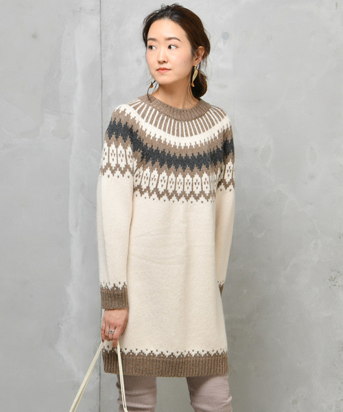 DouDou（ドゥドゥ）の「ノルディック柄プルオーバー（ニット/セーター・レディース・グレー/オフホワイト・FREE）」の19枚目の写真