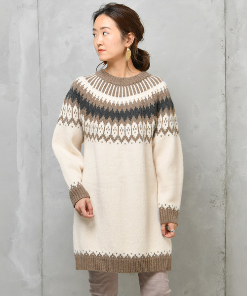 DouDou（ドゥドゥ）の「ノルディック柄プルオーバー（ニット/セーター・レディース・グレー/オフホワイト・FREE）」の8枚目の写真