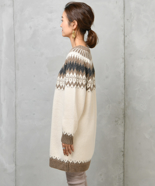 DouDou（ドゥドゥ）の「ノルディック柄プルオーバー（ニット/セーター・レディース・グレー/オフホワイト・FREE）」の9枚目の写真