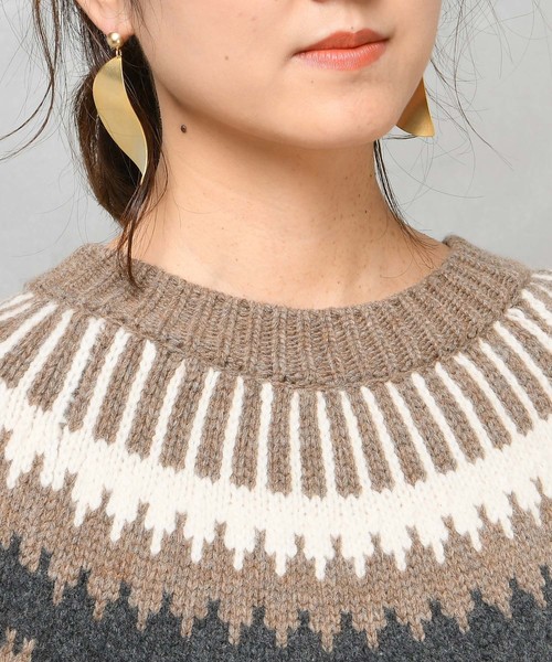 DouDou（ドゥドゥ）の「ノルディック柄プルオーバー（ニット/セーター・レディース・グレー/オフホワイト・FREE）」の11枚目の写真