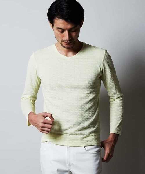 MICHEL KLEIN HOMME (ミッシェルクランオム)の「カットソー(スラブリンクスキカ)(Tシャツ/カットソー・メンズ・クリーム/ホワイト/ネイビー/グレー・46/48/51)」の5枚目の写真
