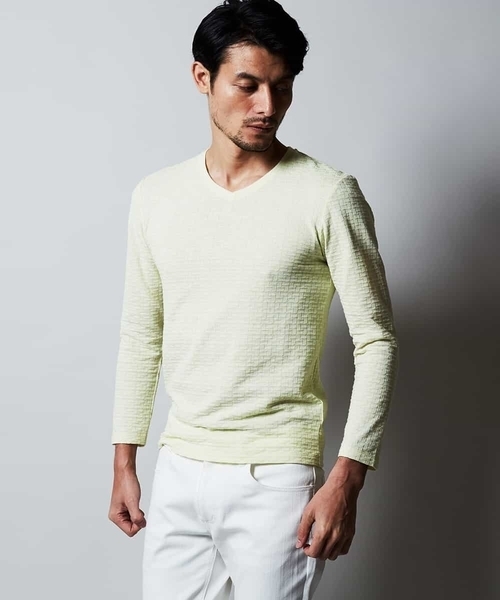 MICHEL KLEIN HOMME (ミッシェルクランオム)の「カットソー(スラブリンクスキカ)(Tシャツ/カットソー・メンズ・クリーム/ホワイト/ネイビー/グレー・46/48/51)」の6枚目の写真