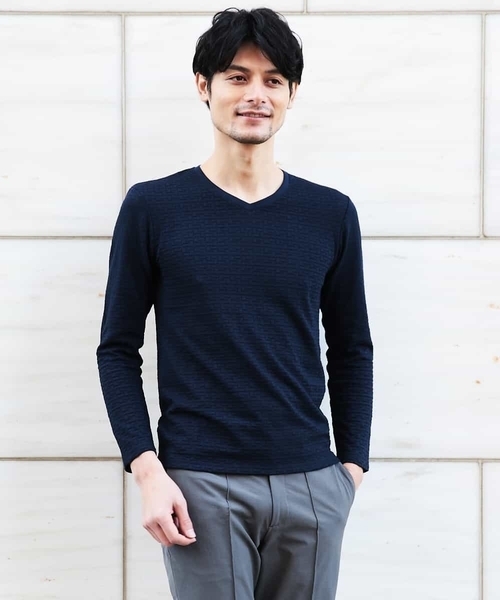 MICHEL KLEIN HOMME (ミッシェルクランオム)の「カットソー(スラブリンクスキカ)(Tシャツ/カットソー・メンズ・クリーム/ホワイト/ネイビー/グレー・46/48/51)」の12枚目の写真